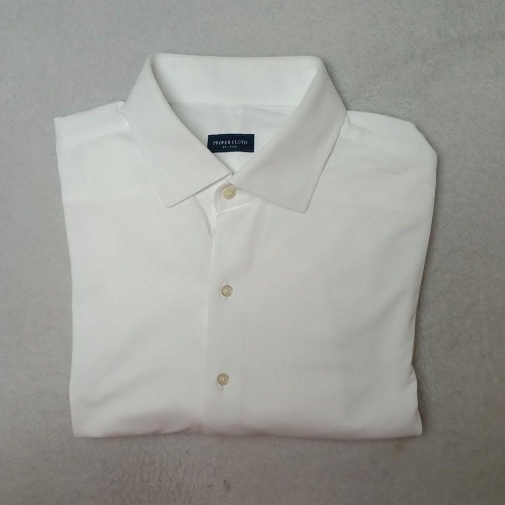 Proper Cloth Shirt Mens 16.5 32 White Sullivan Button-Up Dress Cotton Collared